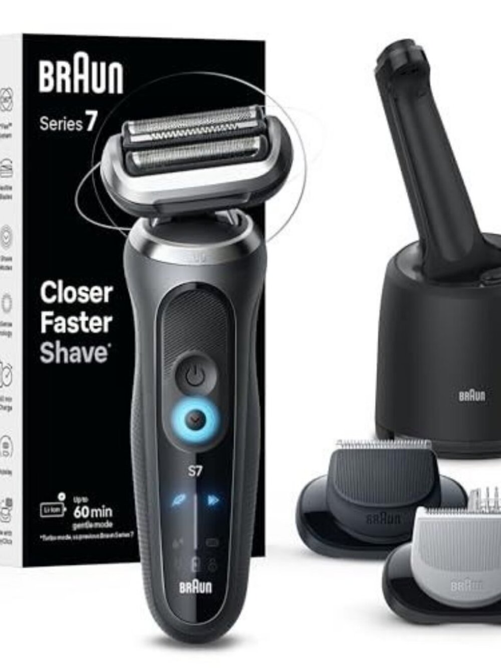Electric Shaver for Men, Series 7 7177cc, Wet & Dry Shave, Turbo & Gentle Shavin